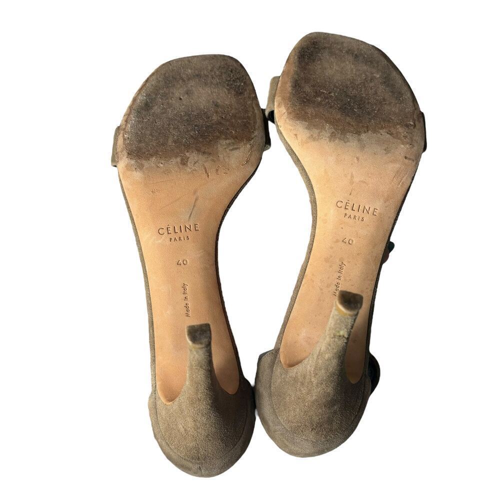 Celine Suede Ankle Strap Sandals Beige Size 10 - Picture 7 of 8